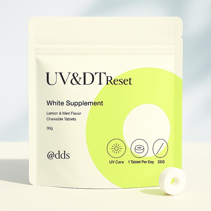 @dds　UV＆DTリセット ホワイトサプリメント 30粒（約30日分）/穴あきチュアブル錠（レモン＆ミント）